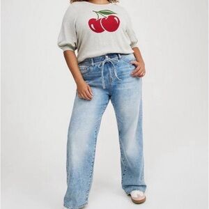 torrid Light Blue High-Rise Wide Leg Jeans with Drawstring